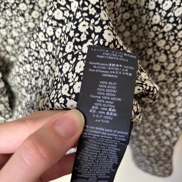 Tory Burch Silk Ditsy Boho Floral-print Bow Tie Neck Blouse Long Sleeve Top - Picture 11 of 15